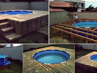 Kreative Ideen DIY Aufstellpool mit Palettendeck garten tipps